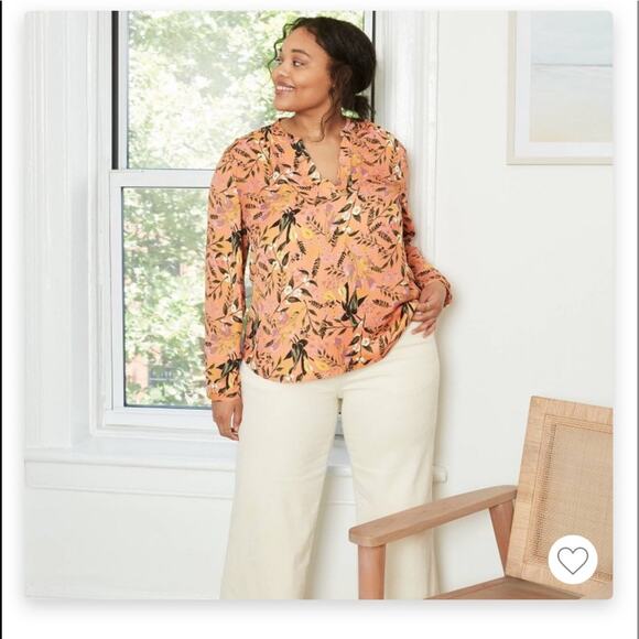 Ava & Viv blouse Womens Size 1X Floral Boho Gypsy Free Flowy popover top X NWT - Picture 4 of 5